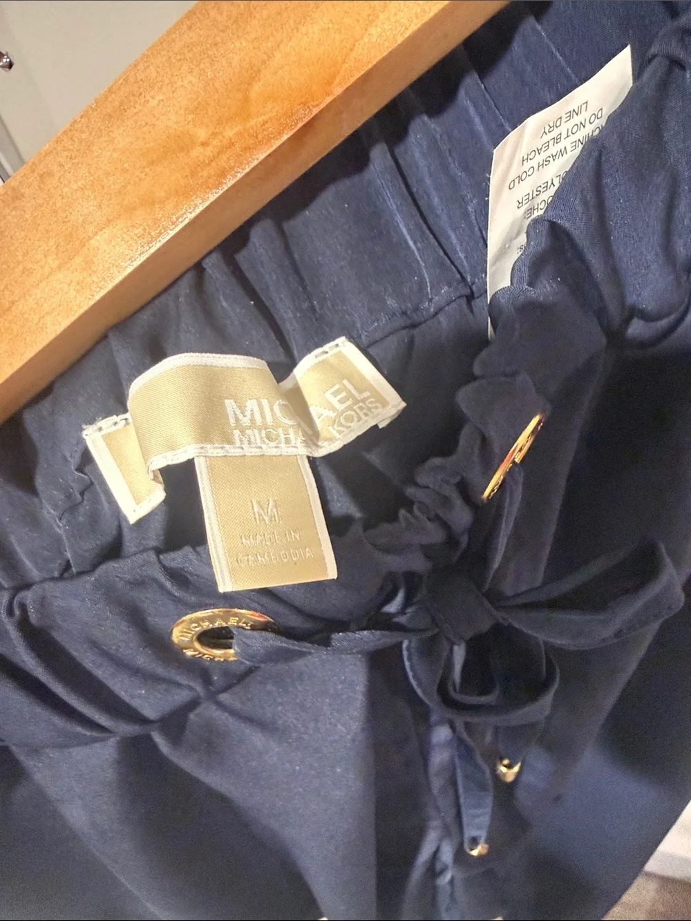 Michael Kors Midnight Blue Wide Leg Drawstring Pants